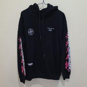 OFFWHITE Black Hoodie with Pink Accents
